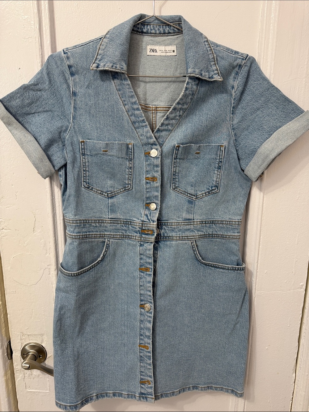 ZARA Denim Short Button Down Dress